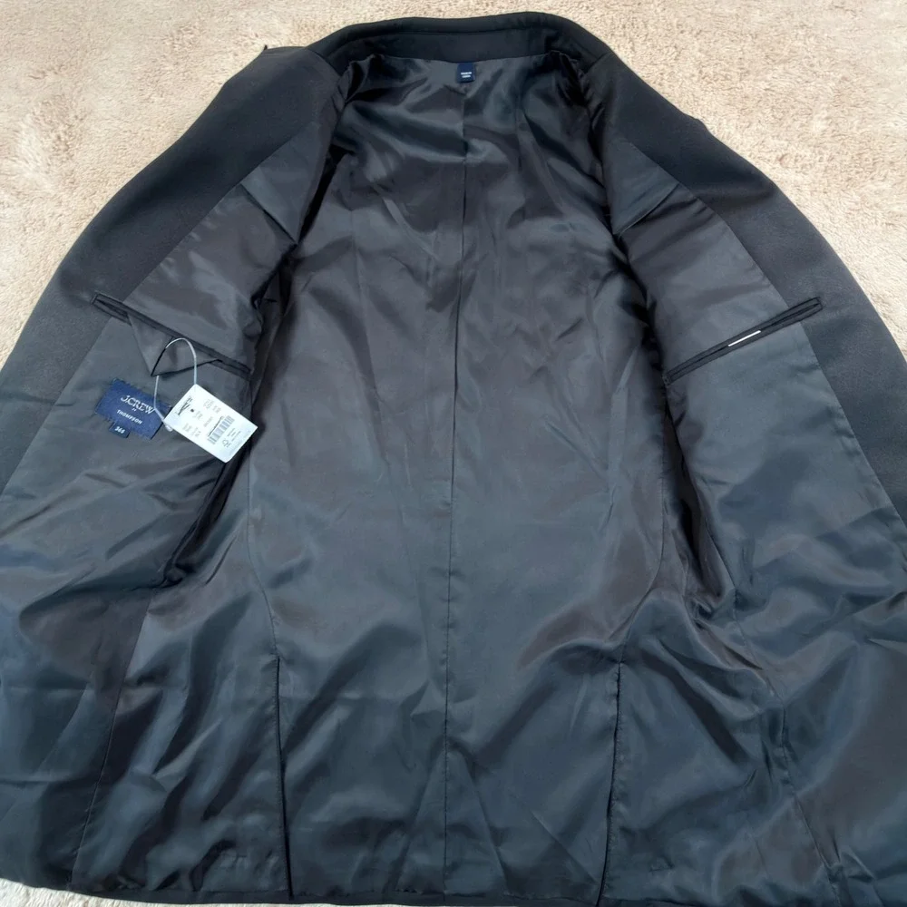 J.Crew Mens 36S Thompson Tuxedo Jacket Black Wool Peak Lapel AZ235 NEW